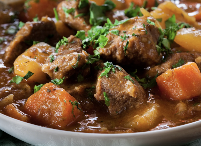 Smoky Bacon & Cider Braised Beef Stew with Seasonal Vegetables